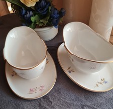 2 Vintage ROSENTHAL  HELENA  SAUCIERE  mit Goldrand und BLUMEN DEKOR