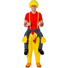 Huckepack Huhn Kostüm Trag mich Hahn 180-195 cm Rucksackkostüm Henne Reitkostüm