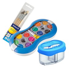 Set Pelikan Farbkasten Space blau Farbkasten 24 Farben  Pinselset Wasserbox