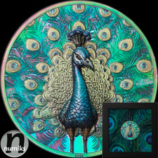 PFAU PEACOCK - Cook Islands 2025 - 1 Oz Silber UHR Prisma Plating - SPECTRUM BOX