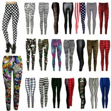 Damen bedruckte Leggings in voller Länge dehnbare Hose Freizeithose Übergröße