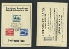 DR  686 - 688 Sonder- / Gedenkkarte IAA 1939 / Dresdner Bank #m482