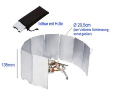 Ø20,5cm x 13,5cm V2A faltbar Windschutz Wind Schutz Schild für Camping Kocher