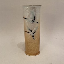 Selten schöne Ginbari Vase - 18,5 cm - Kranich Dekor Gold / Silber - Japan 30er