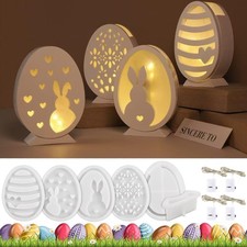 Oster Gießformen, 6 er Set Ostereier Silikonform mit 4pcs Mini LED 