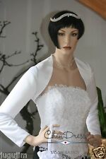 Bolero Jacke Brautjacke weiss/ ivory Satin NEU S M L XL