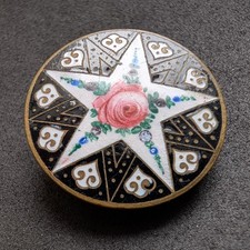 Jugendstil Knopf Emaille Rose