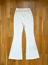 Hose VICOLO Stoff elastisch Flared Hose elegant Made in Italy, Creme/Weiß, Gr. S