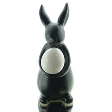 SCHEULEN Oster-Deko Hase Schwarz mit weißem Ei 16,5 cm - Keramik
