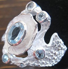 Blautopas Ring groß organisch