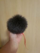 Echt Pelzbommel Fellbommel Silberfuchs 17 cm Anthrazit Dunkelgrau Unikat(letzte)