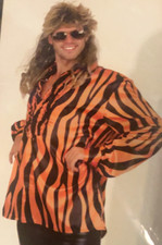 Rüschenhemd Orange-Schwarz