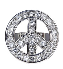 Strass Ring Peace & Love 60er Hippie Reggae Flower Power Glitzerring  127538H13