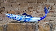 **VINTAGE GLASFIGUR*SKULPTUR*GROßER GLASFISCH*ITALIEN*70ER*FISCH*MUNDGEBLASEN**