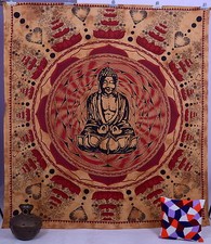 Indischer Wandteppich Meditation Buddha Hippie Wandbehang Ethno Tagesdecke Blatt