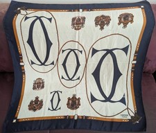 Original Cartier Paris Seidentuch Vintage – Double-C Monogramm, handrolliert