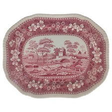 Servierplatte groß L 37 B 29,4 Spode Copeland Pink Tower Rot Keramik