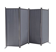 QUICK STAR Paravent 4 Teilig 170 x 220 cm Garten Balkon Sichtschutz Stoff Grau