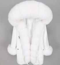 Damen CARMEN CHARLOTT Luxus Echt Pelz Parka Mantel Fuchspelz Größe 36/38 S NEU!