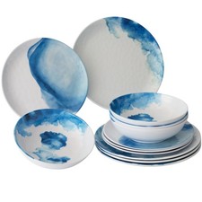 Melamin Geschirrset 4 Personen Campinggeschirr Blau Steingutoptik Geschirr B