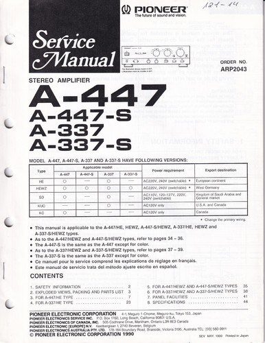 Service manual für pioneer - manual,