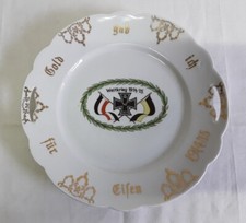 Patriotika Porzellan Teller WK 1914/15 Militär Kreuz Gold gab ich für Eisen 