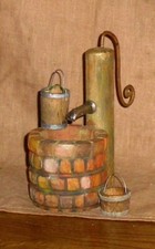 Brunnen mit 2 Eimern-6,5cm Durchmesser/14cm hoch-Puppenstubenminiatur-1:12-gut