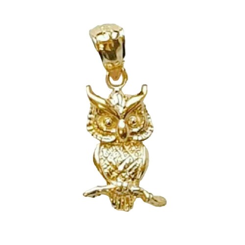 14k gelbgold eule anhänger - anhänger, /