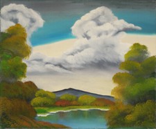 Ölmalerei, Landschaft, Natur, Wolken am Himmel, Original, Wandbild, Unikat