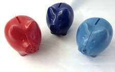 3er Set Sparschwein Kunststoff blau rot Geldgeschenk Glücksschwein 129014313