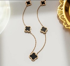 Edelstahl Gold Halskette Kleeblatt Kette Modeschmuck Frauen Geschenk 