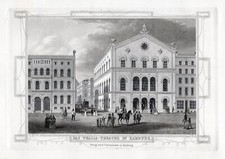 HAMBURG: Die Schleusenbrücke., Originaler Stahlstich, James Gray 1852