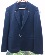 blaue Zeiler Loden Sommer Loden Janker mit Stickerei Trachtenjacke Gr. 50