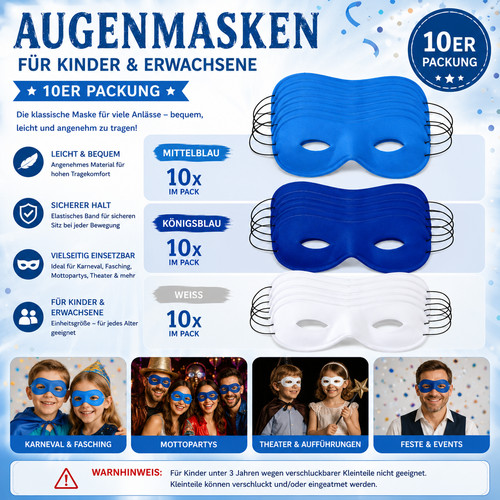 Augenmasken blau weiß - 10,