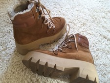 Marc O'Polo Stiefeletten Leder Boots Gr. 37 / 4 Wildleder Fell Braun Cognac NEU