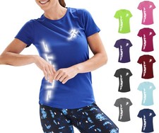 Laufshirt Damen Läuft T-Shirt reflektierend bedruckt Jogging Funktionsshirt