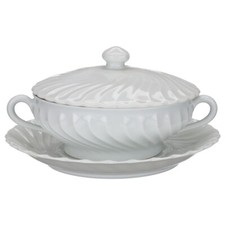 Suppentasse mit Untere und Deckel Haviland Limoges Torse Blanc Weiß