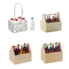 Miniatur Getränke Flaschen-Kiste Flaschenträger 2-5cm Milch Wein Bier Wichtel ua