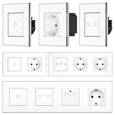 Glas, Steckdose, Touch, Lichtschalter, Wechselschalter, Dimmer, TV, USB