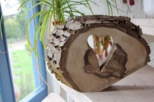Gartendeko-Rustikal Baumsch. m.  Herz Wallnuß Einweihung-Geschenk-Upcycling,