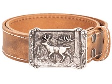 Trachtengürtel 40mm mit Hirsch Gürtelschnalle Leder Ledergürtel Made in Germany 