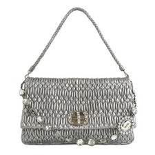 MIU MIU RP0169 Nappa Crystal 2WAY Shoulder Clutch Bag Leather Silver from Japan
