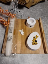 Oster Hasen Hase Deko Echt Holz Brett Geschenk Osterei Kerze Frohe Ostern 💜