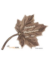 ? Bronze Gedenkblatt Ahornblatt Grabtafel Grabplatte Grabdekoration ?