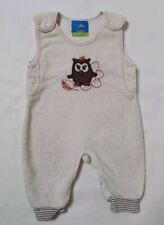 Baby Winter Strampler Gr. 56 mit Eule aus warmen Fleecestoff neutral beige braun