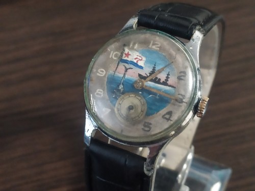Uhr pobeda vintage handbemalt - uhr,