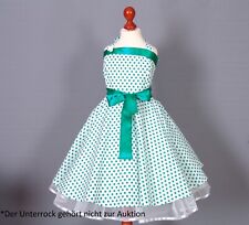 Rockabilly 50er Jahre Stil Mädchen zum Petticoat Kleid Gr.146-158 weiß/grün