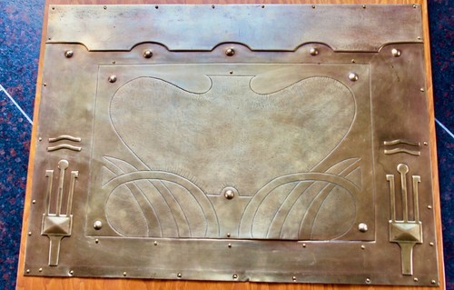 Ofenplatte wandbild messing - ofenplatte,