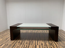 Couchtisch, Eiche furniert choko, Ablage Colorglas Vanille AUSSTELLUNGSWARE