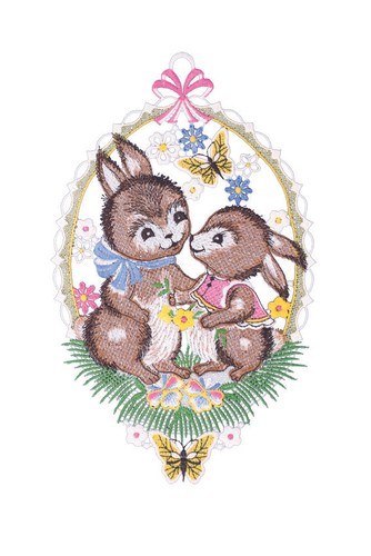 Fensterbild hasenpaar ostern - hasenpaar,